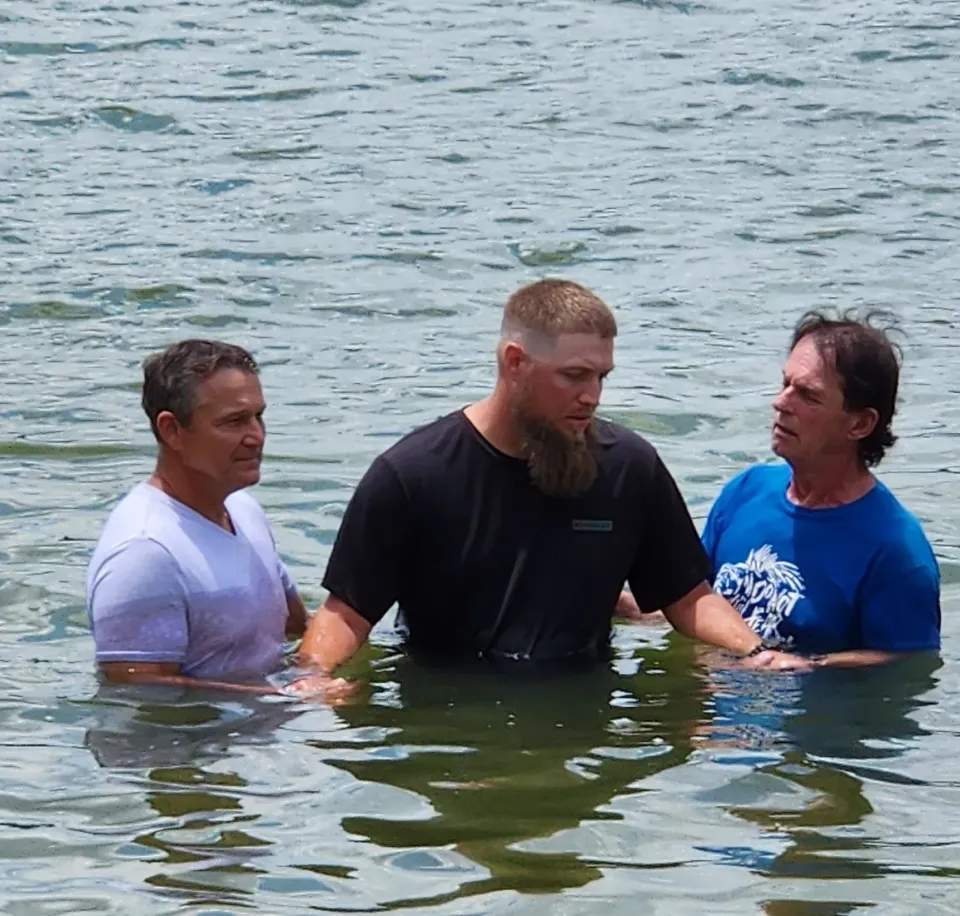 Outdoor baptism at New Life Assembly of God